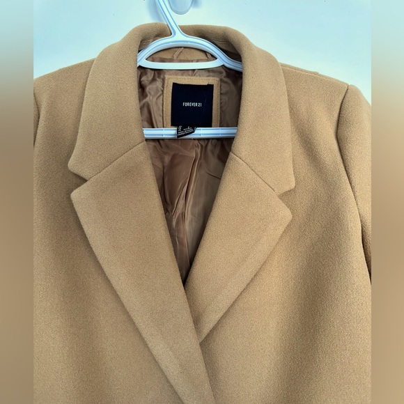 Tan Forever 21 Longline Coat with pockets. Size small. - Picture 5 of 8